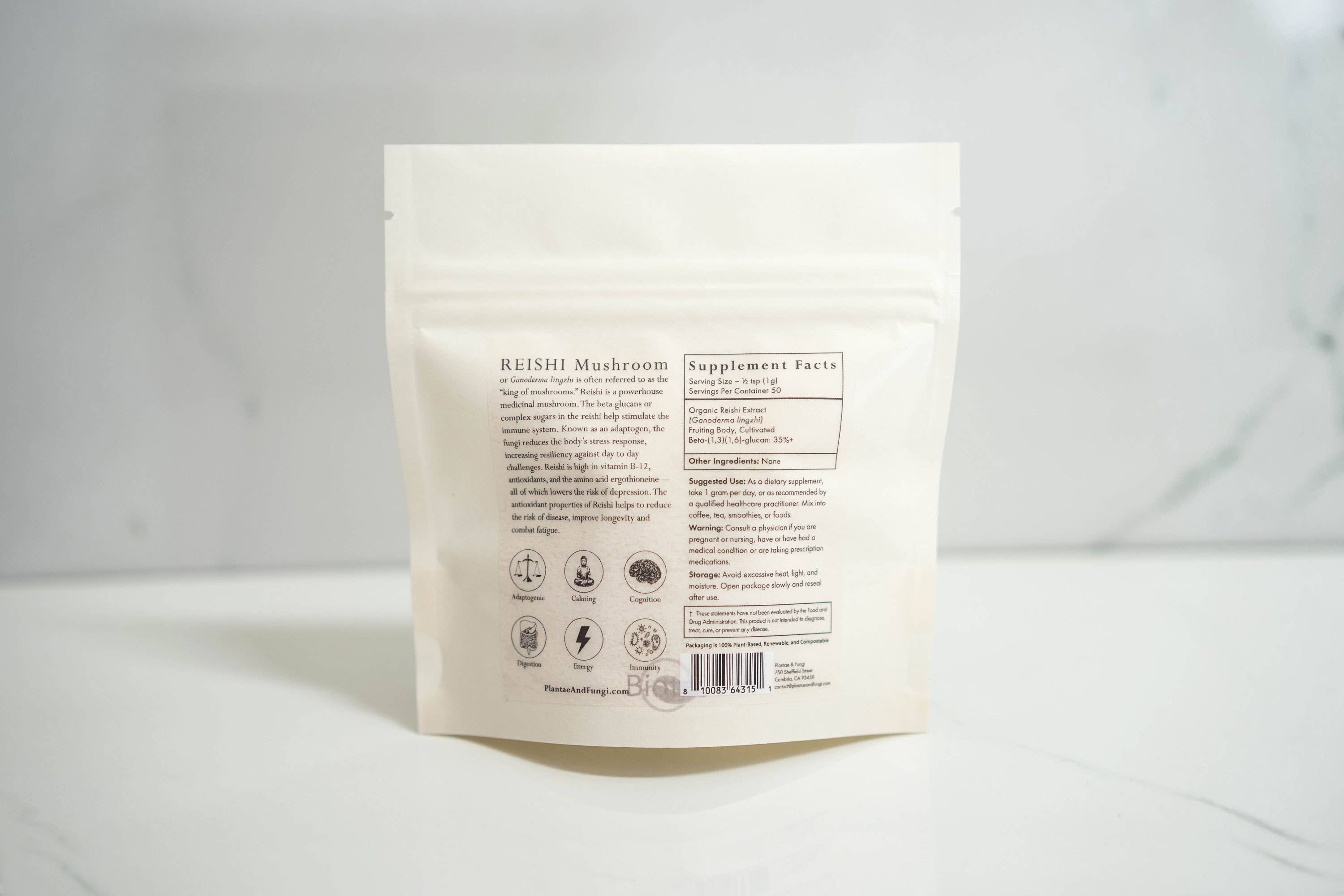 Reishi Mushroom Powder: 2 oz (retail)