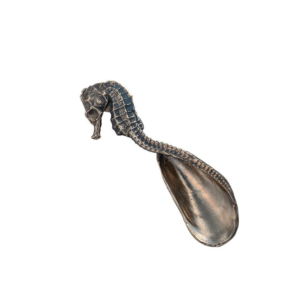 bronze seahorse and mussel spoon