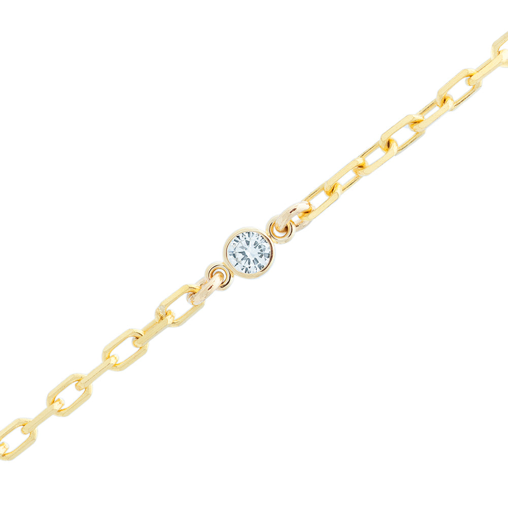 3 mm diamond link on 14k gold chain