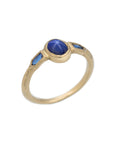 blue star sapphire ring with sapphire bullets 