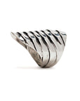 silver ring with delicate overlapping scales