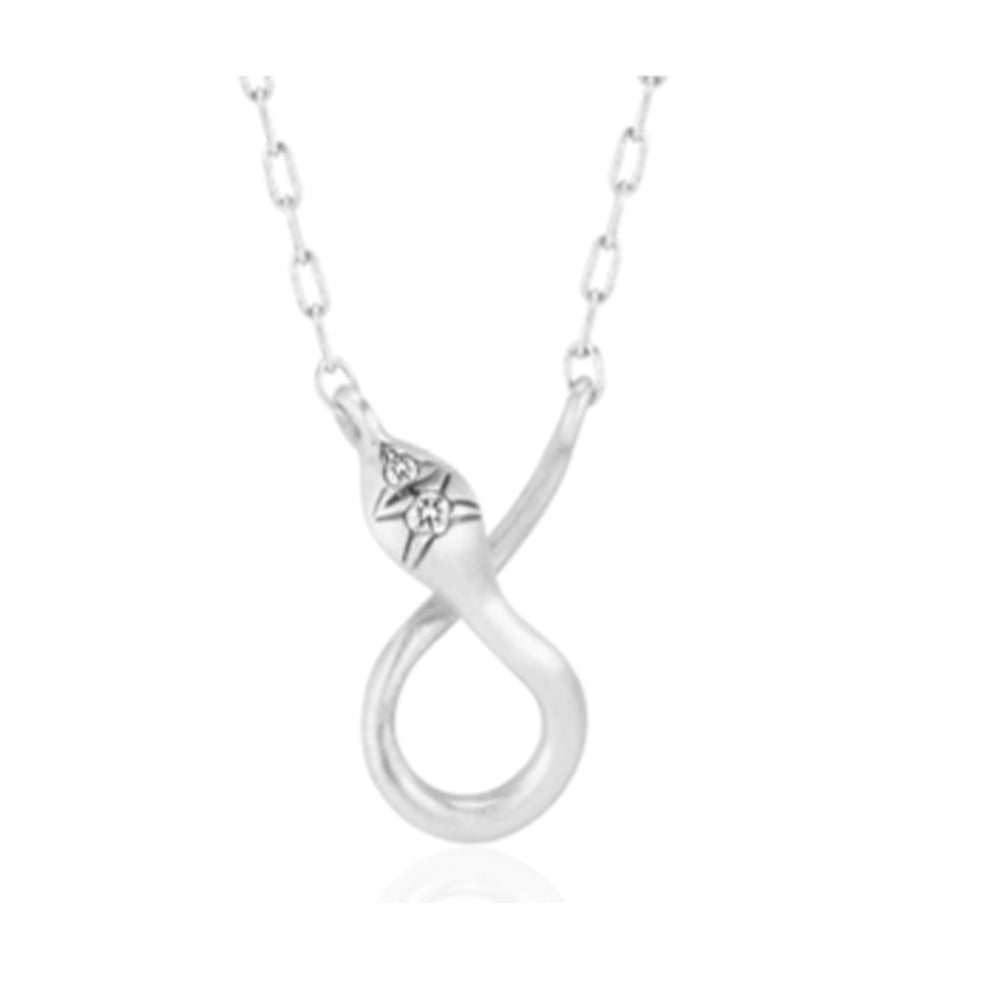 silver snake necklace with black diamond