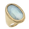 gold  oval ring with grey osmena shell stone side view