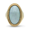 gold oval ring with grey osmena shell stone front view