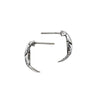 Little silver crab pincer earrings pointing left and right.