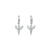 sterling silver shark teeth on silver clicker hoop earrings