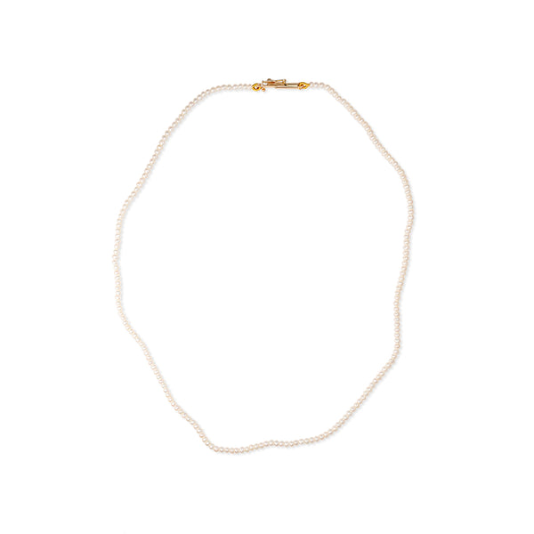 seed pearl choker necklace with fold over 14K gold clasp