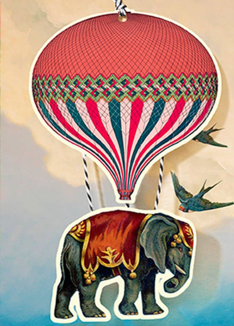 Flying Elephant greeting card and fandangle