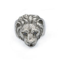 vintage lion ring with black diamond eyes
