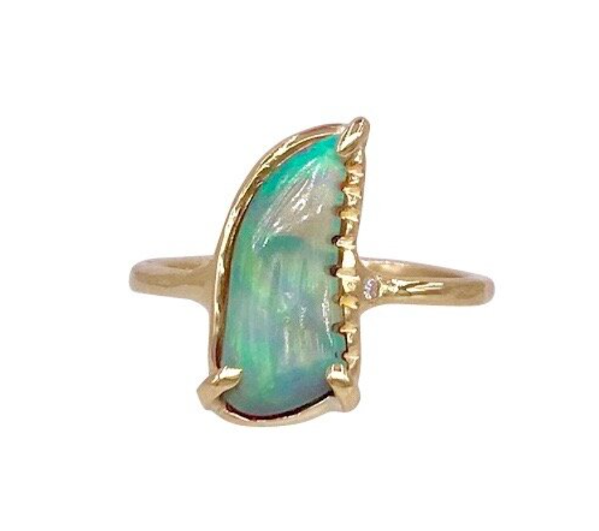Medium Teal Opal Shark Fin Ring
