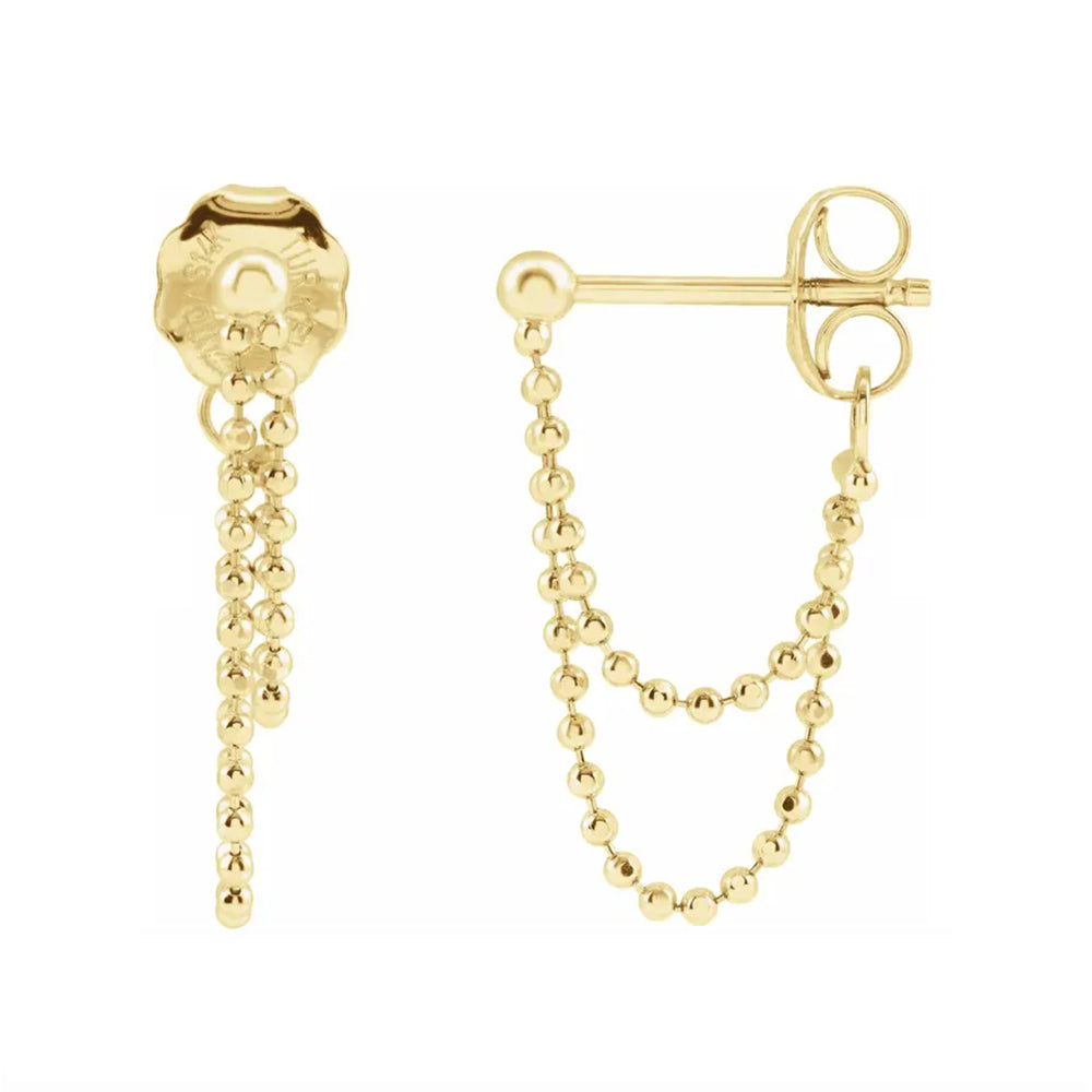 Gold Beaded Chain Earrings