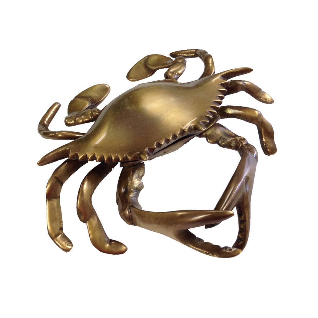 blue crab in antique brass table top object