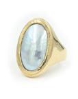 osmena pearl cut from the side of a nautilus shell set in 10K yellow gold