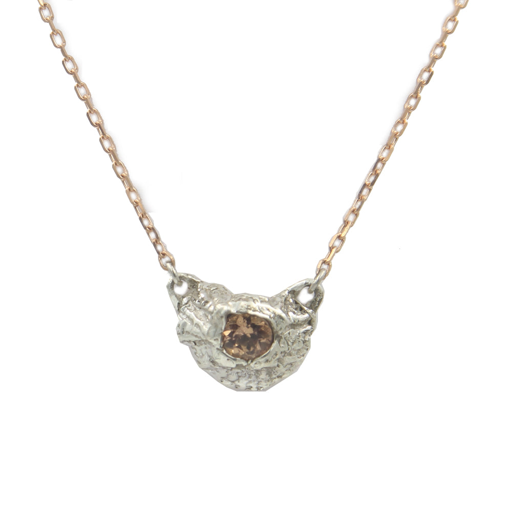 silver barnacle pendant with imperioal topaz stone on rose gold chain