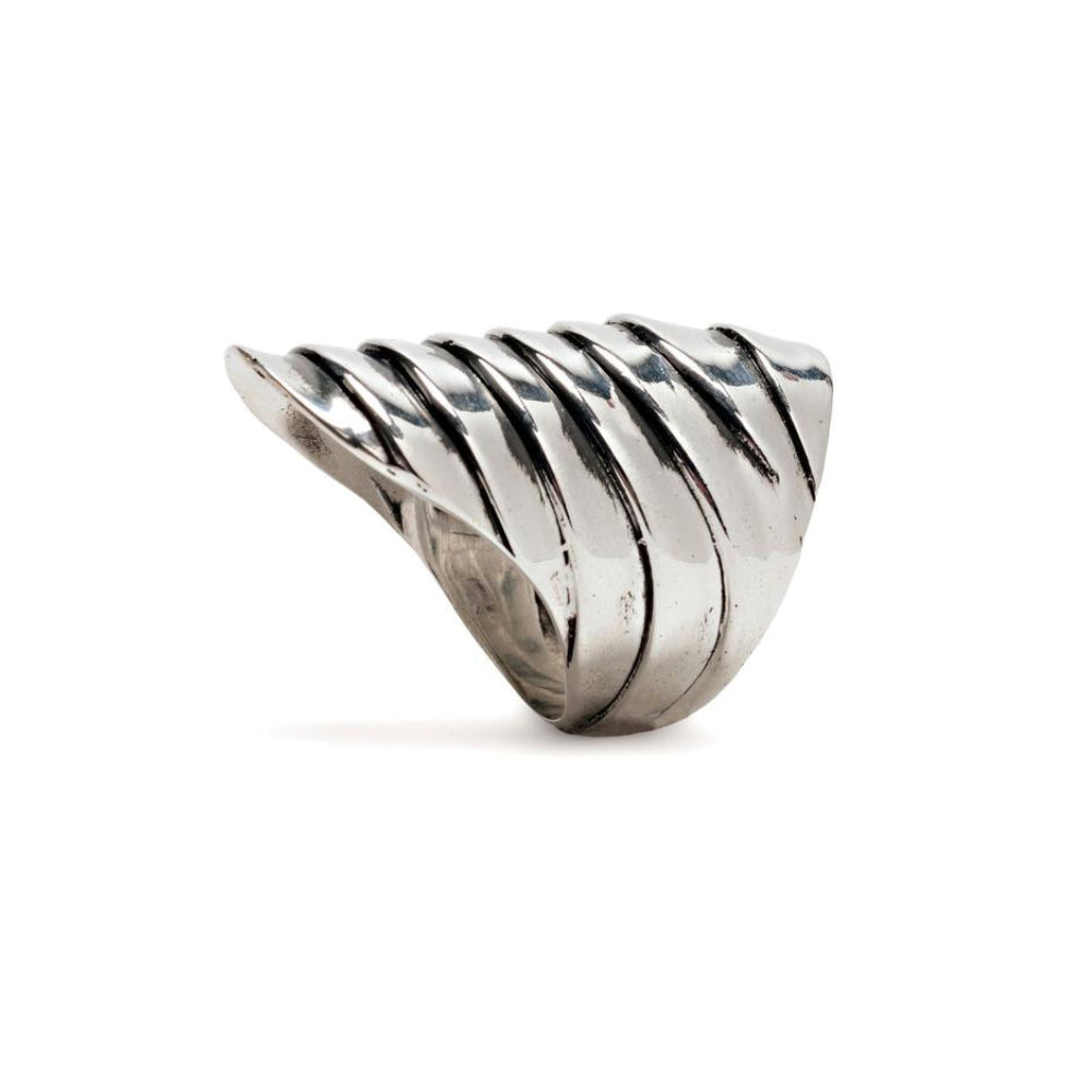 silver ring with delicate overlapping scales