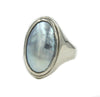 Silver oval ring set with metallic grey osmena pearl.