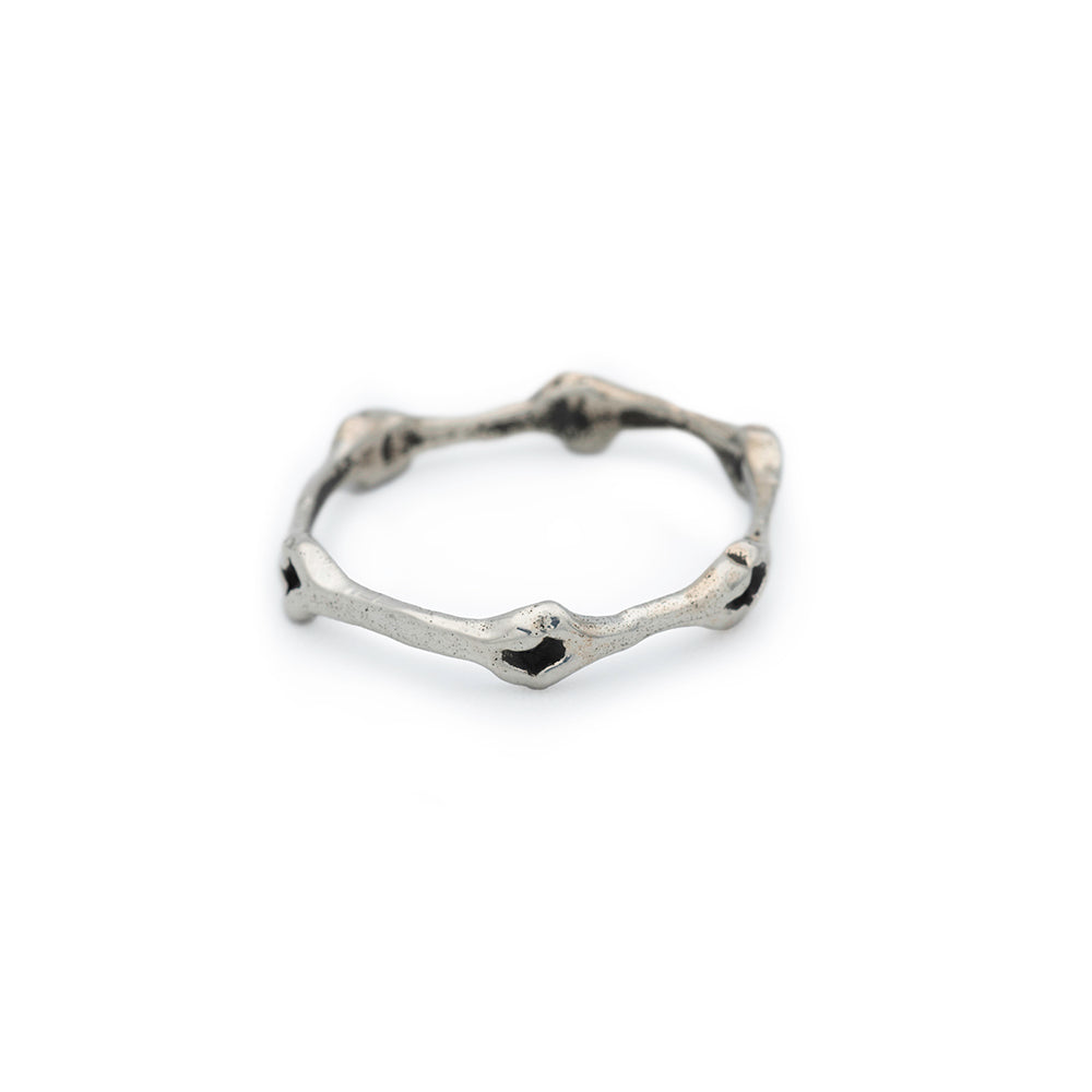 silver bone band ring