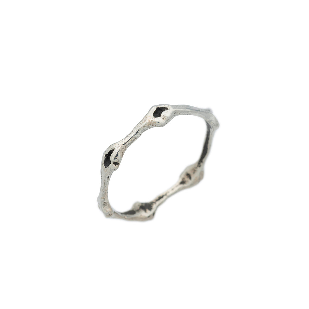 silver bone band ring