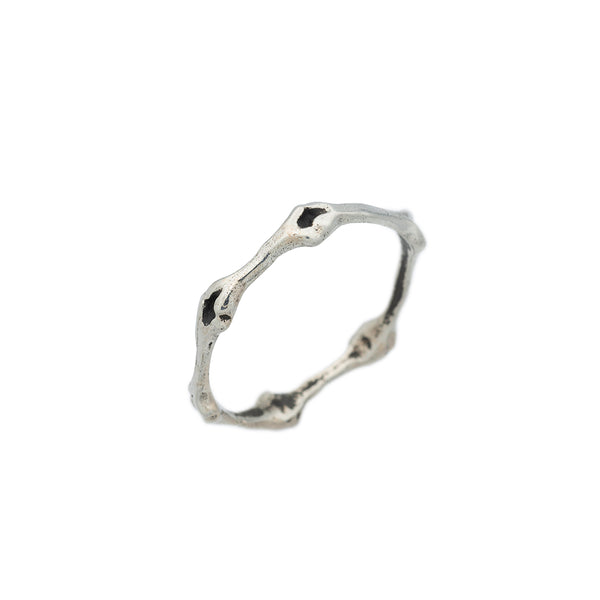 silver bone band ring