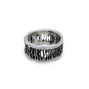 oxidized silver ring carved from shark vertebrae