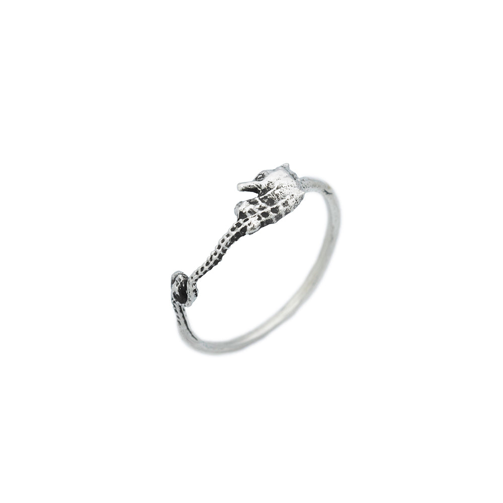 silver seahorse ring