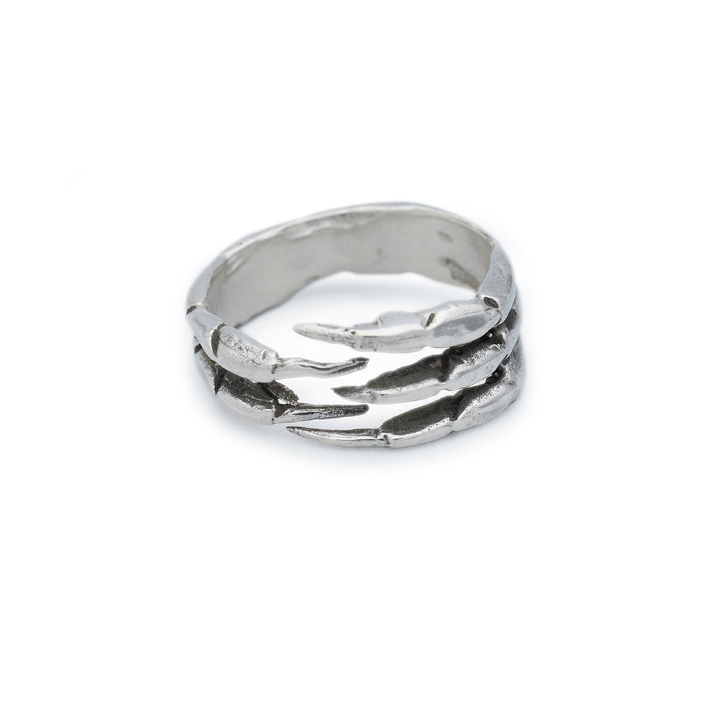 silver crab claw wrapping ring