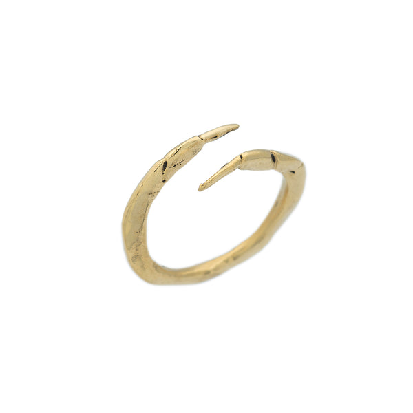 14k yellow gold open crab claw ring